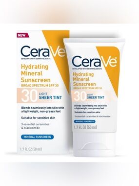 CeraVe Hydrating Mineral Sunscreen SPF 30 - Light Sheer Tint
